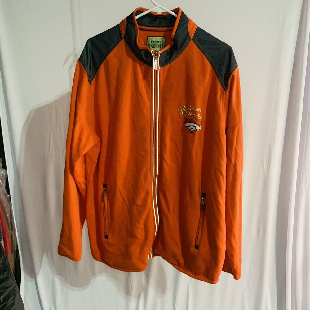 TOMMY BAHAMA DENVER BRONCOS Full Zip Varsity Sweater Men Sz XL Orange⚡️Ships Now